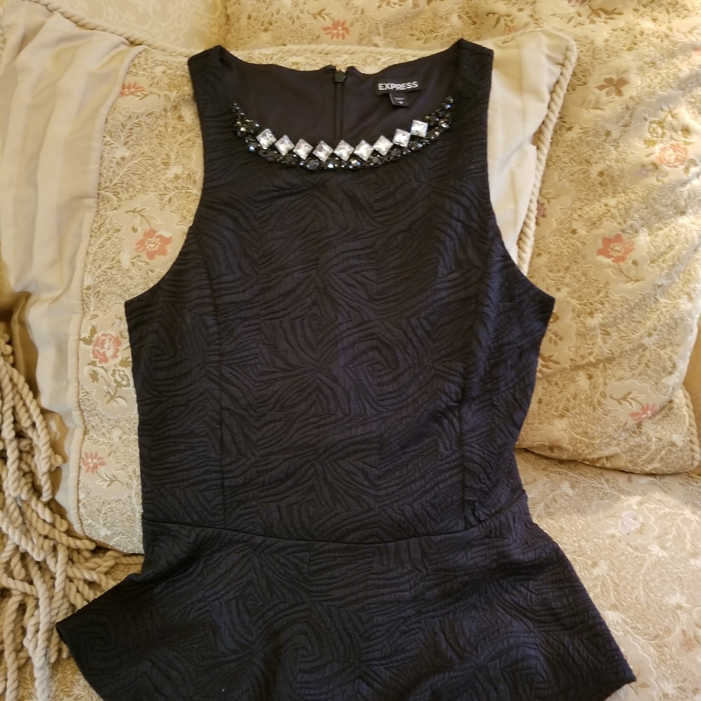 Express sleeveless peplum tank stretchy Jacquard